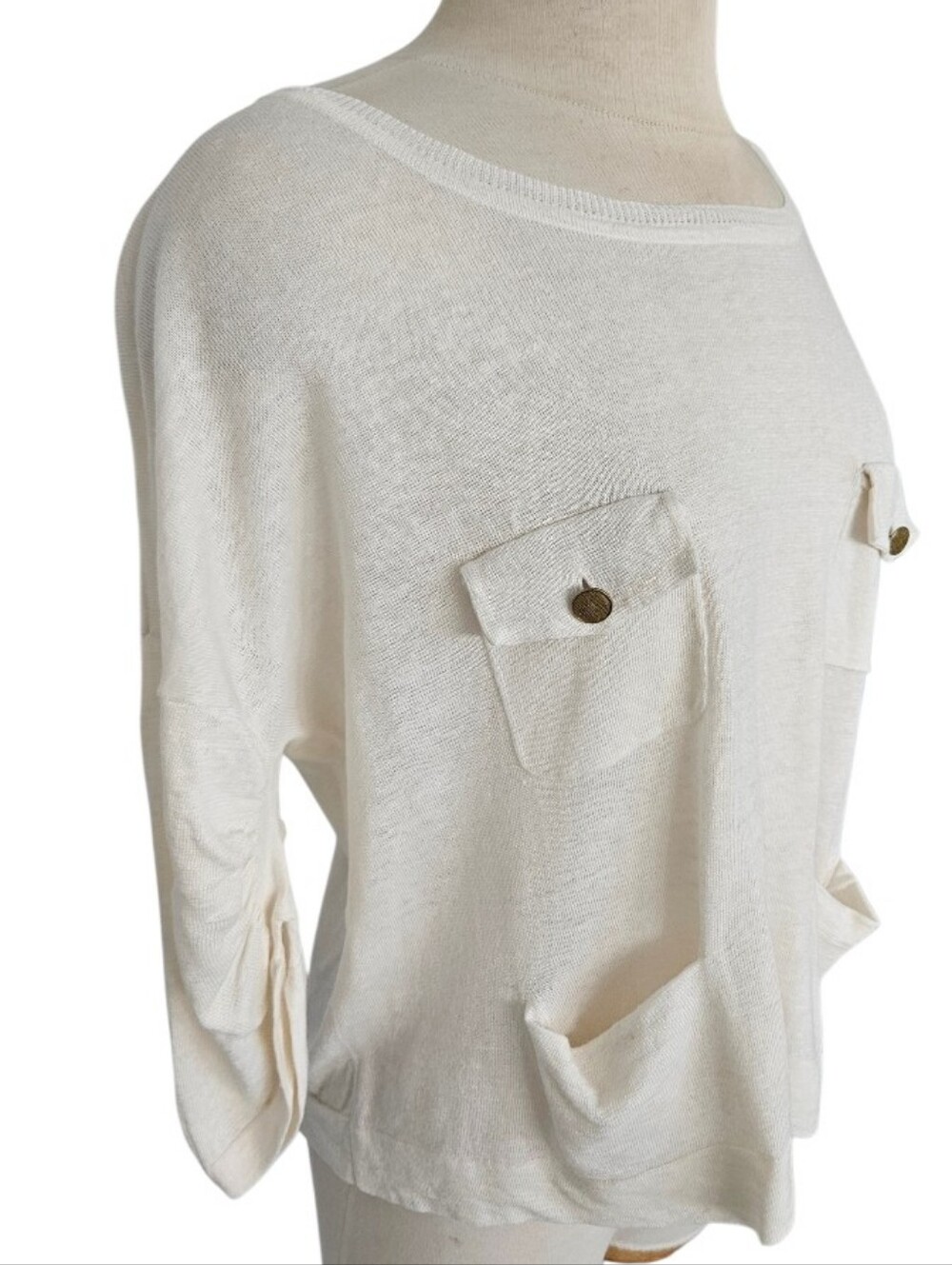 3.1 Phillip  Lim Lightweight Cream Pocket Knit Croped Top